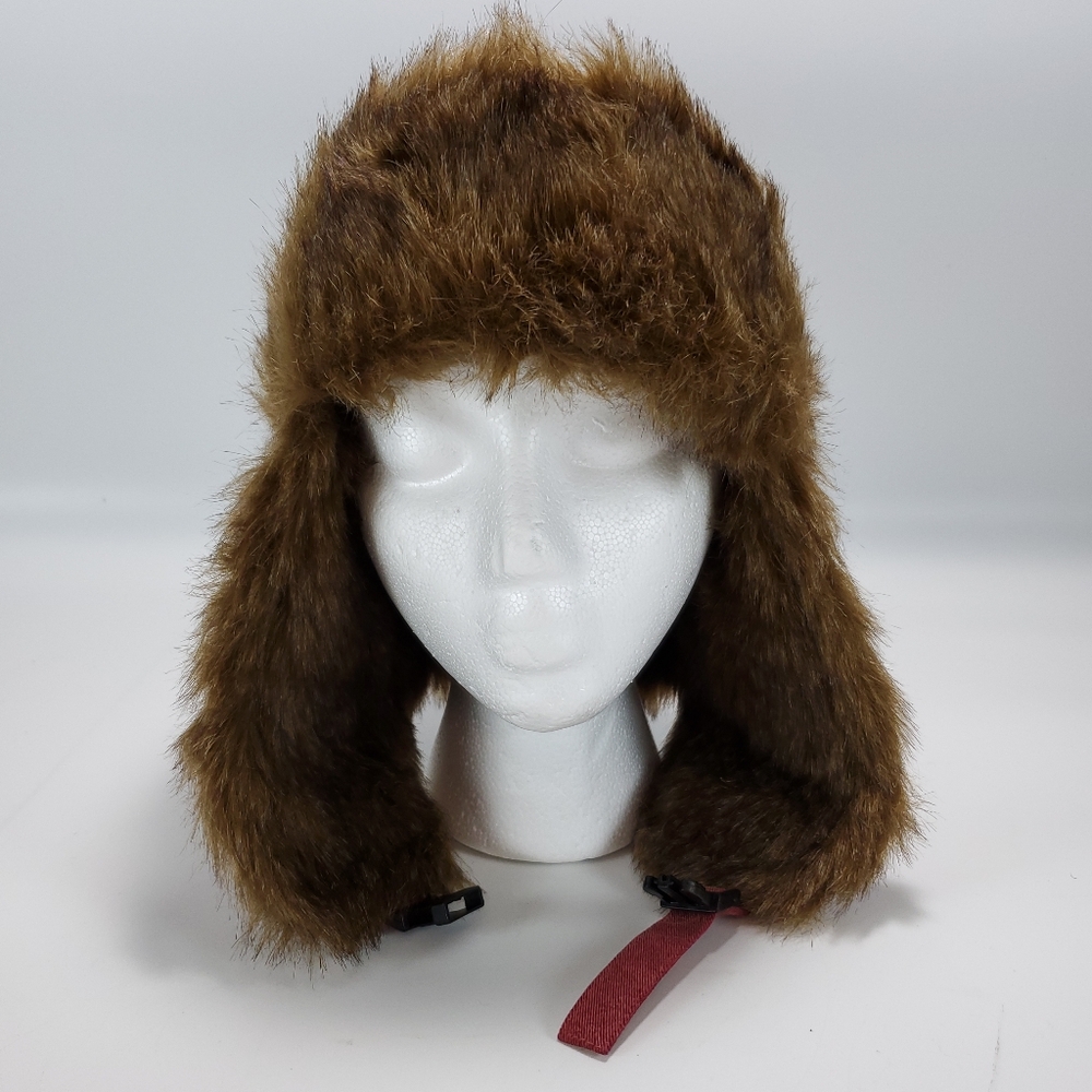 Woolrich Faux Fur Lined Red Cavas Trapper Hat